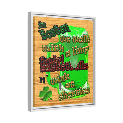 celtics logo - framed canvas art (butterscotch wood finish)