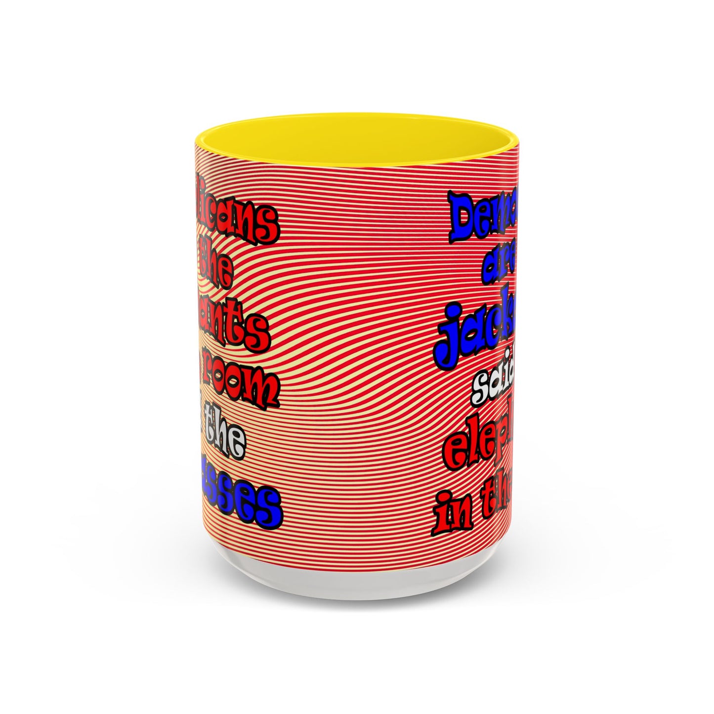 donkeys and elephants - Accent Mug (yellow-orange wave)