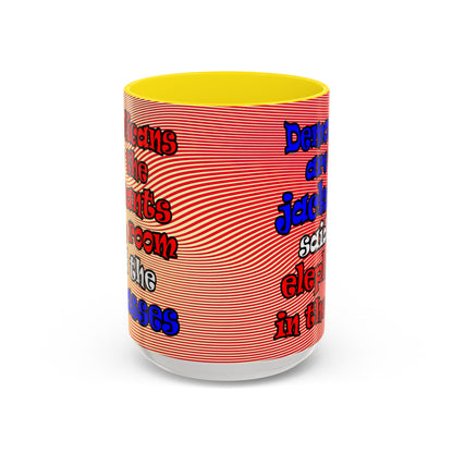 donkeys and elephants - Accent Mug (yellow-orange wave)