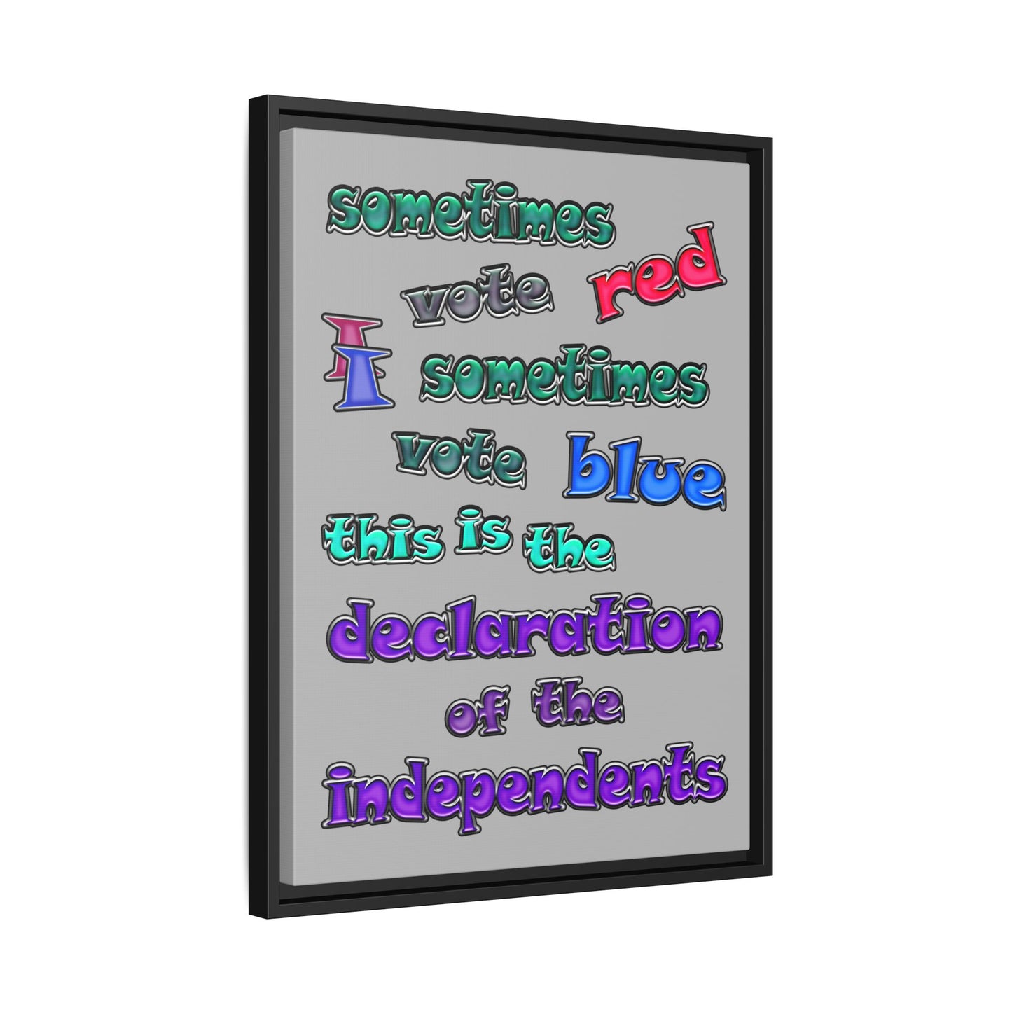 declaration of the independents - framed canvas art (light grey)