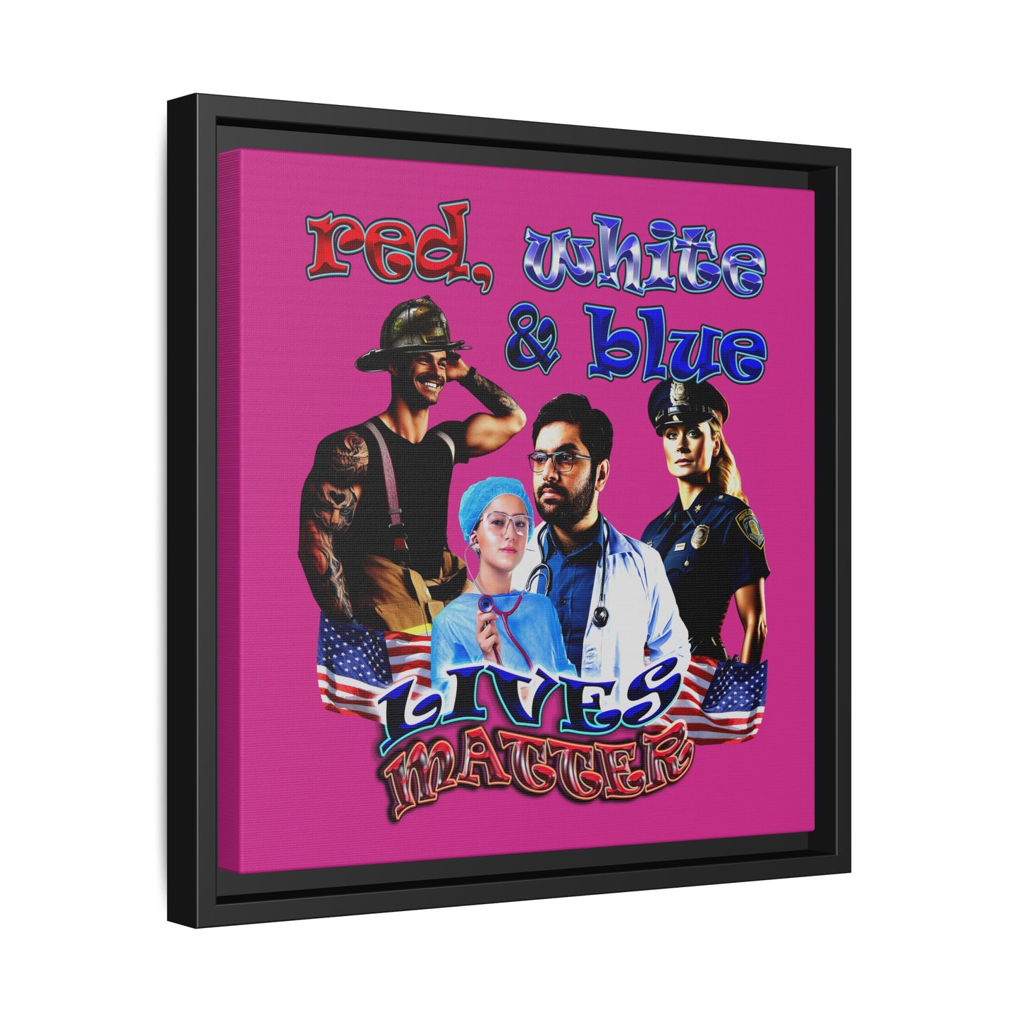 rw&b lives matter - framed canvas art (pink)