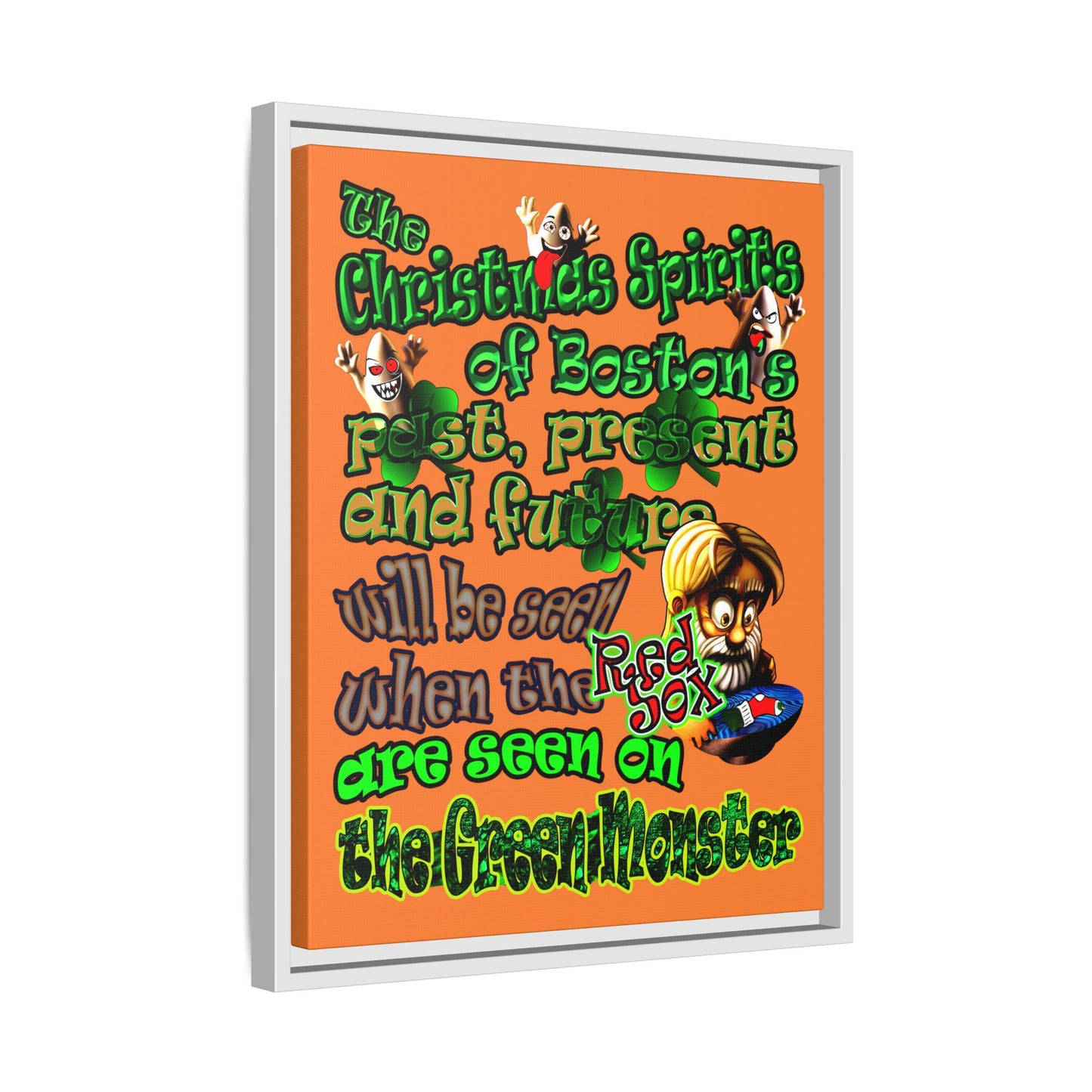 christmas spirits of boston - framed canvas art (crusta)