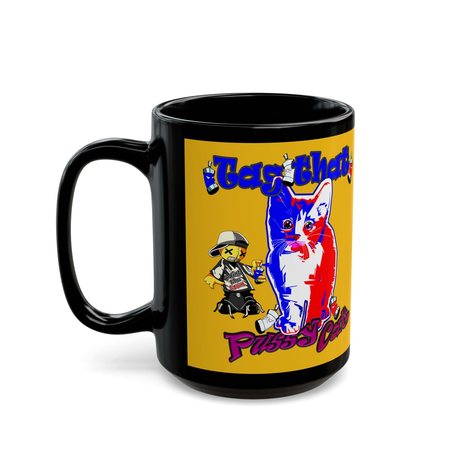 tag that - Black Mug (yellow)