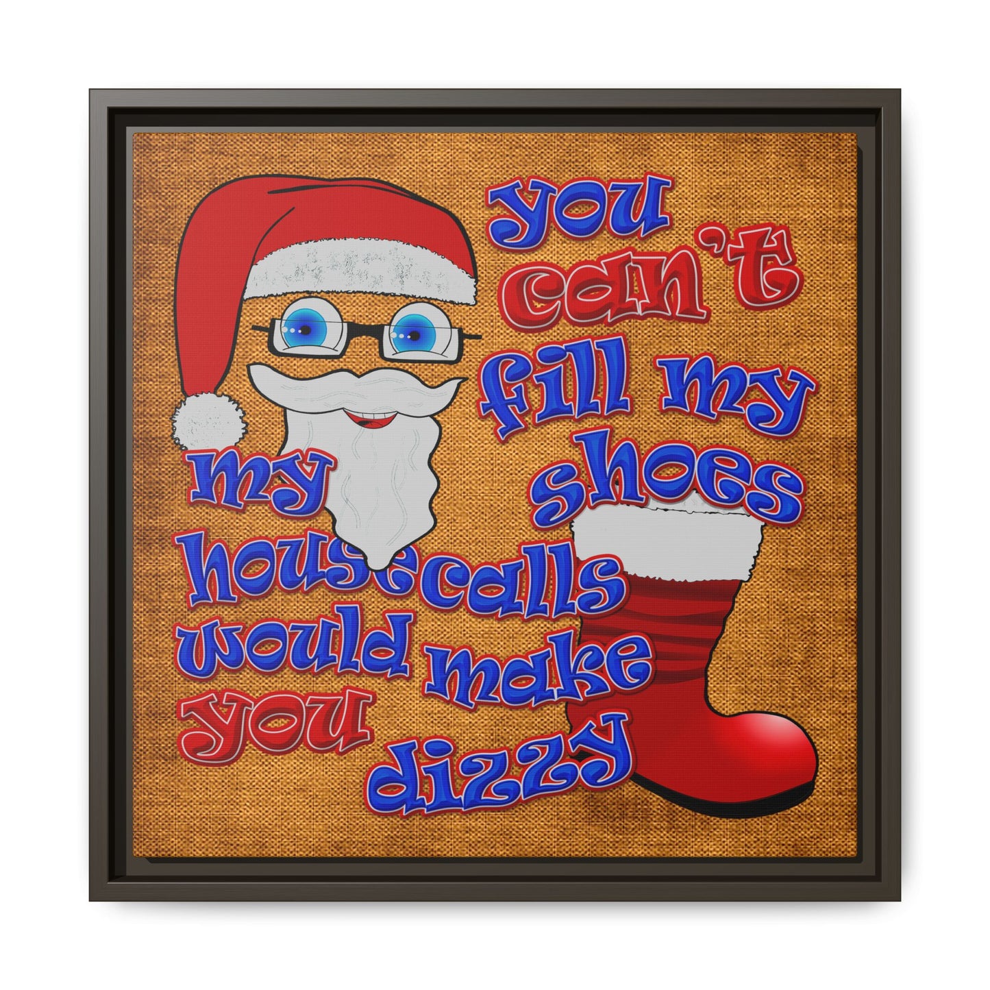 santa's shoes - framed canvas art (brown papyrus)