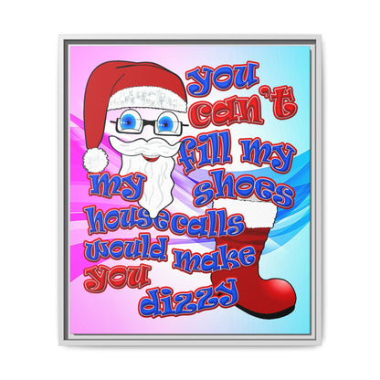 santa's shoes - framed canvas art (light blue-pink wave)