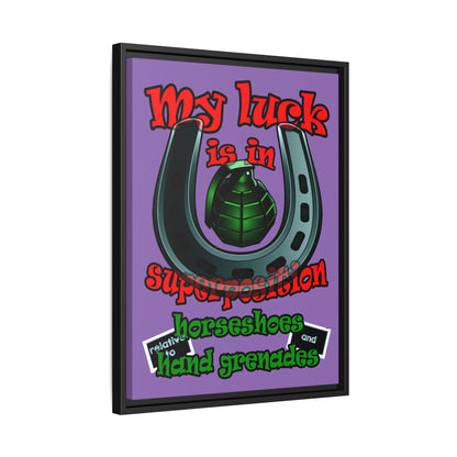 my luck - framed canvas art (light purple)