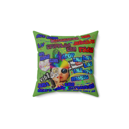 drop the beat - Spun Polyester Square Pillow - (green)