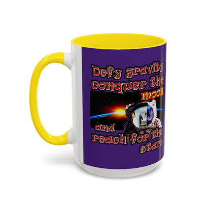 defy conquer reach - Accent Mug (purple)
