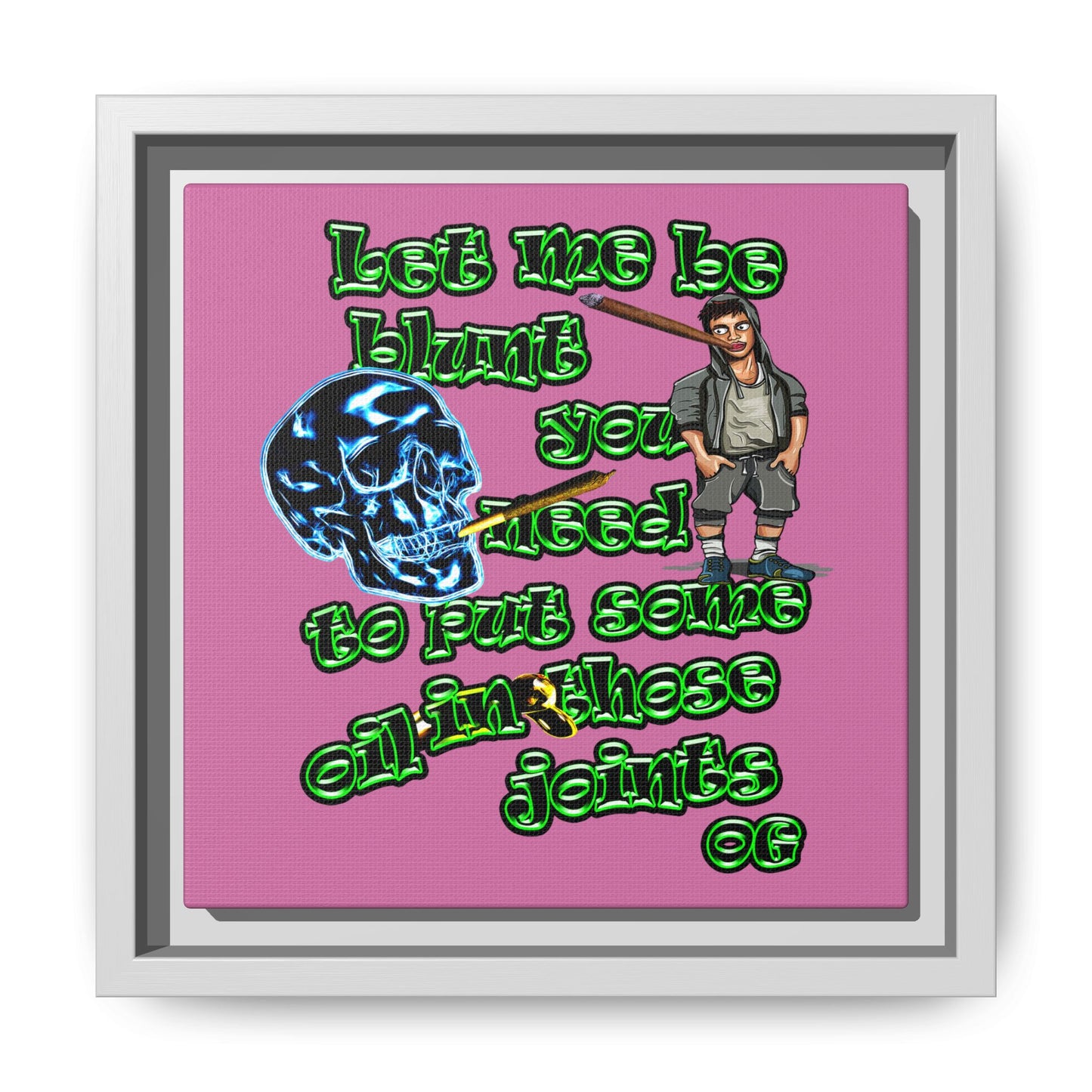 og - framed canvas art (light pink)