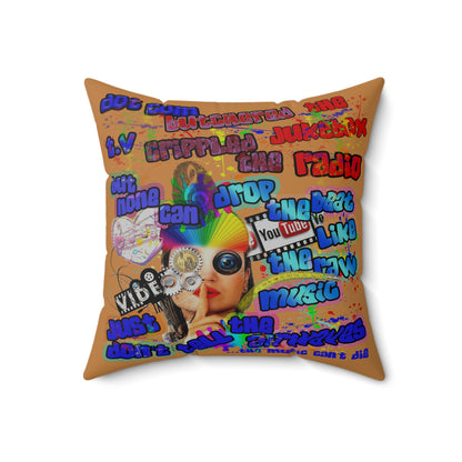 drop the beat - Spun Polyester Square Pillow - (light brown)