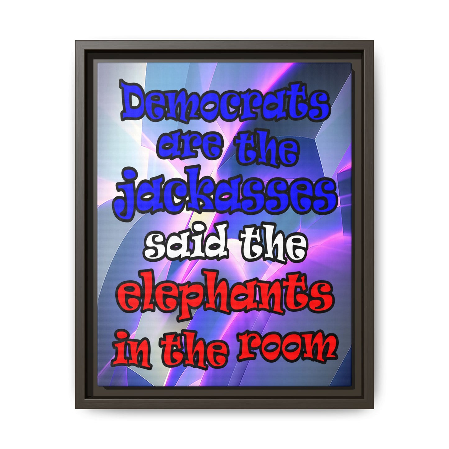 donkeys and elephants - framed canvas art (grey-pink wave)