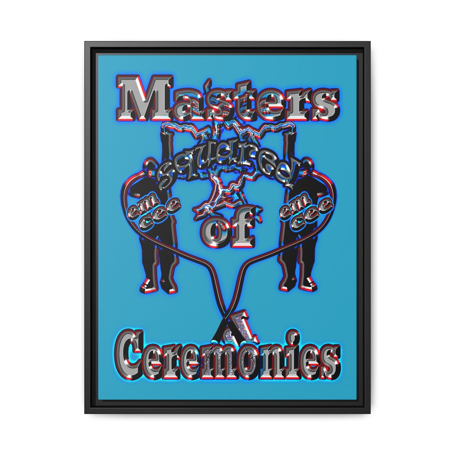 em cee squared - framed canvas art (turquoise)