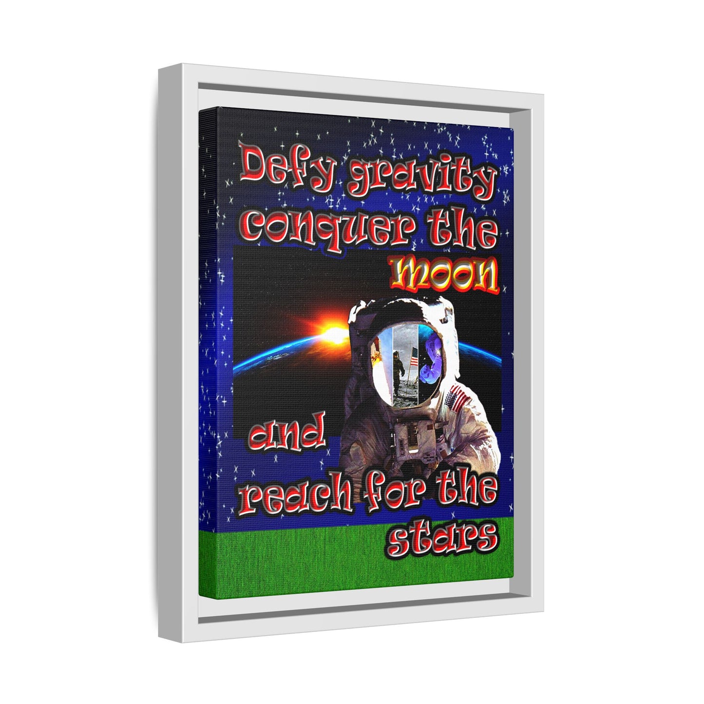 defy conquer reach - framed canvas art ('snoops' background)