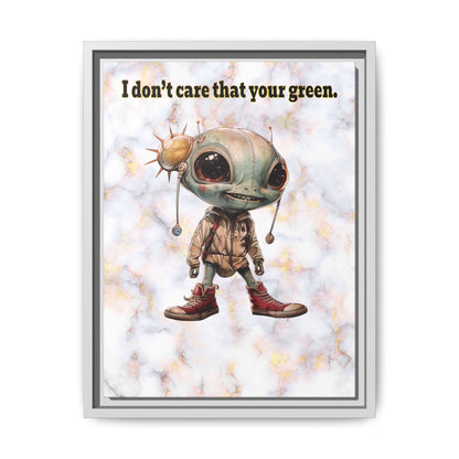 I don't care that your green - framed canvas art (white marble)