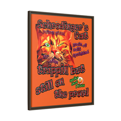 schrodinger's cat - framed canvas art (orange)