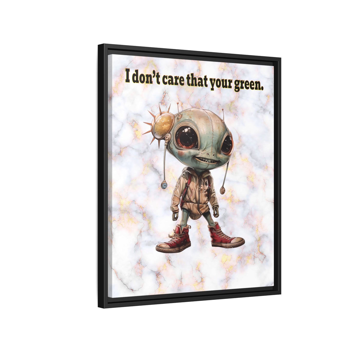 I don't care that your green - framed canvas art (white marble)