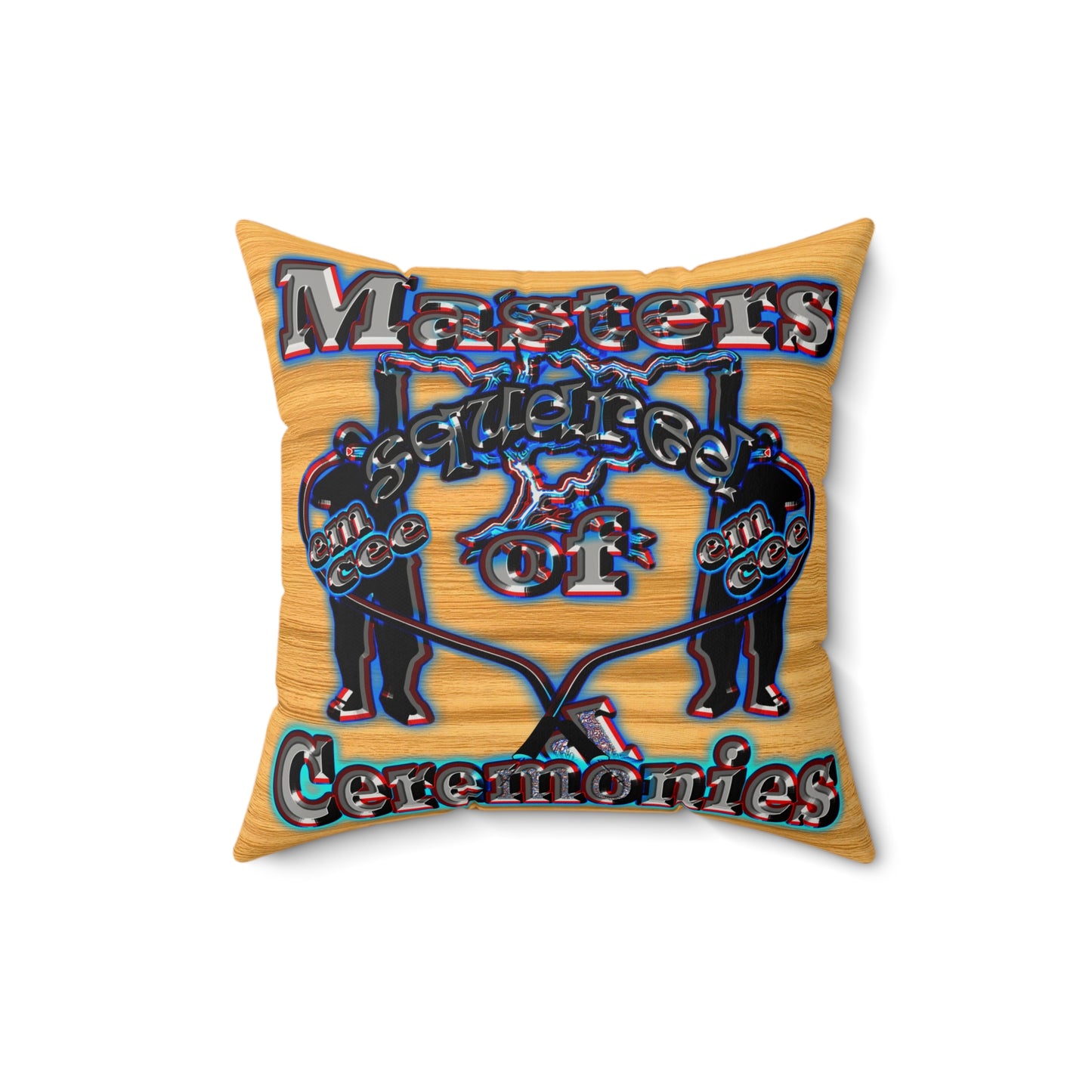 em cee squared - Faux Suede Square Pillow - (butterscotch wood finish)
