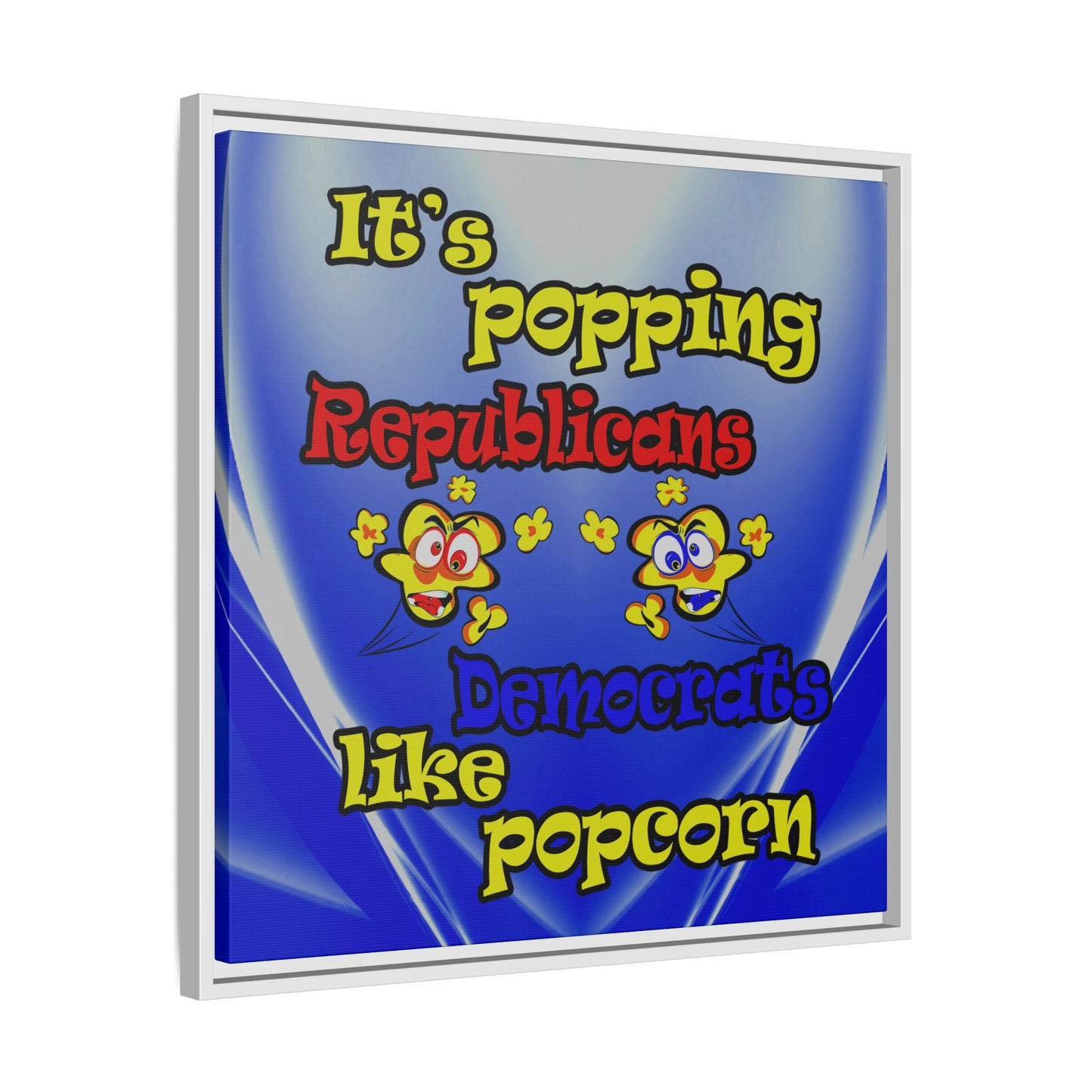 popping like popcorn - framed canvas art (blue-white wave)