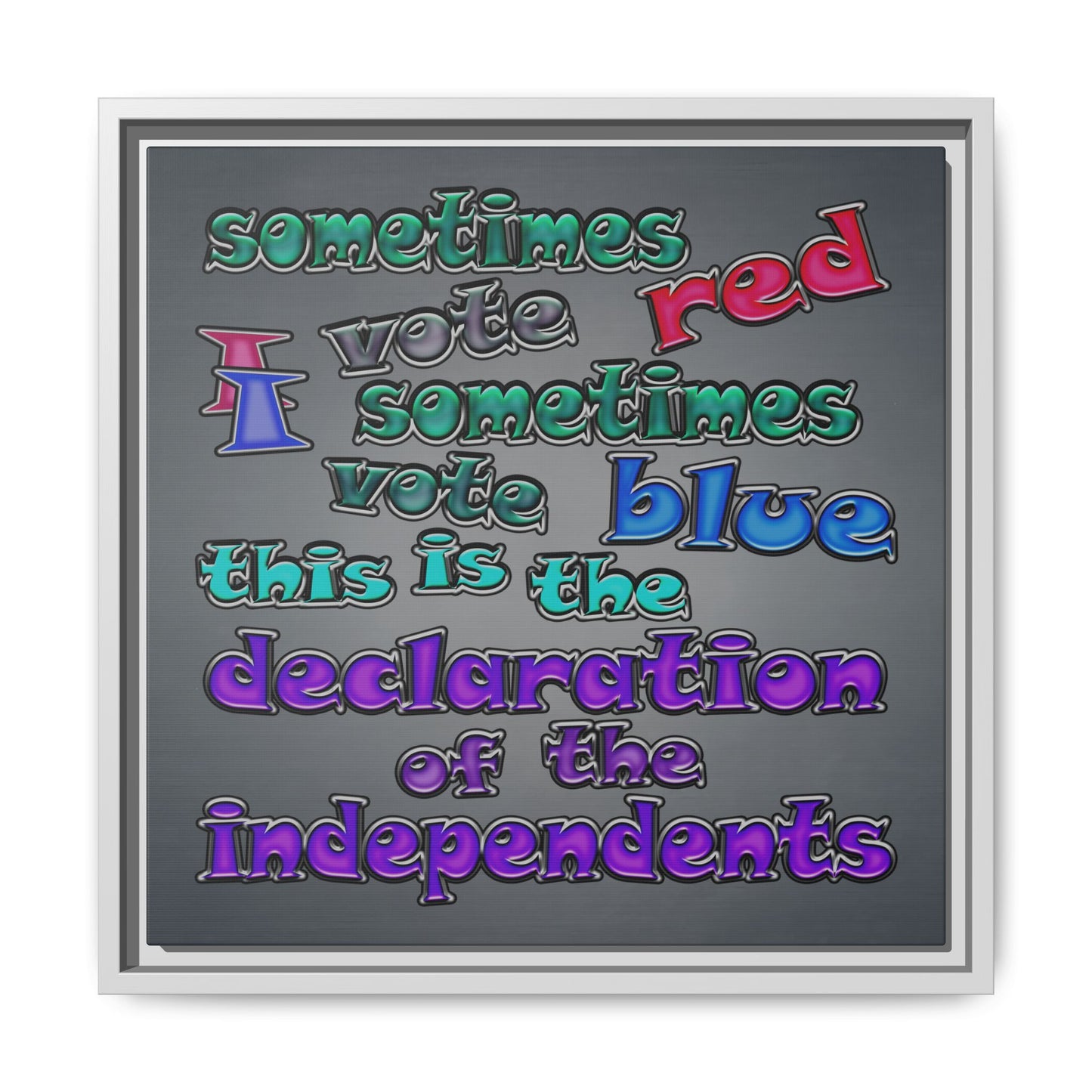 declaration of the independents - framed canvas art (grey-light grey)