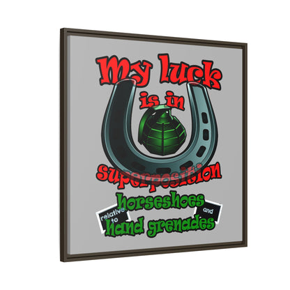 my luck - framed canvas art (light grey)