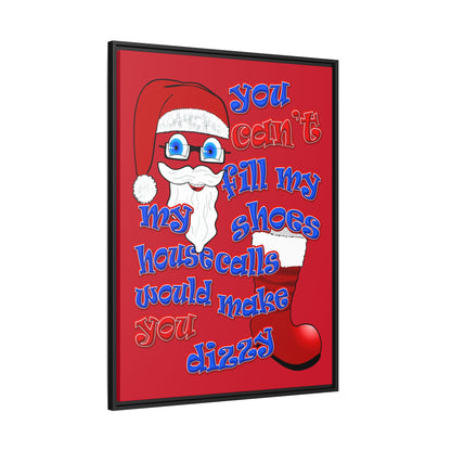 santa's shoes - framed canvas art (dark red)