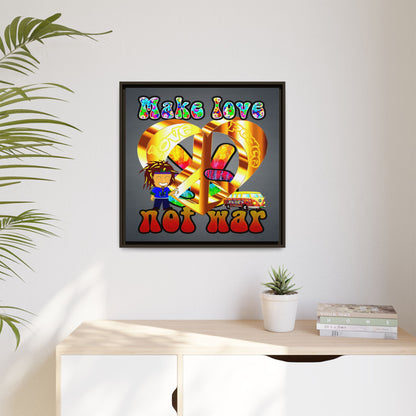 love peace - framed canvas art (grey-light grey)