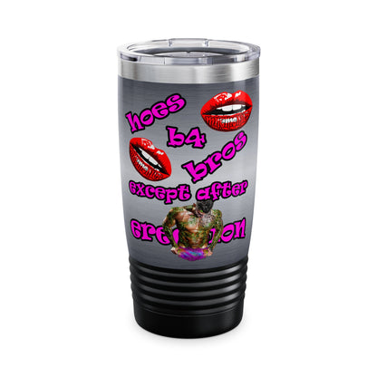 hoes b4 bros - Ringneck Tumbler, 20oz (brushed nickel)