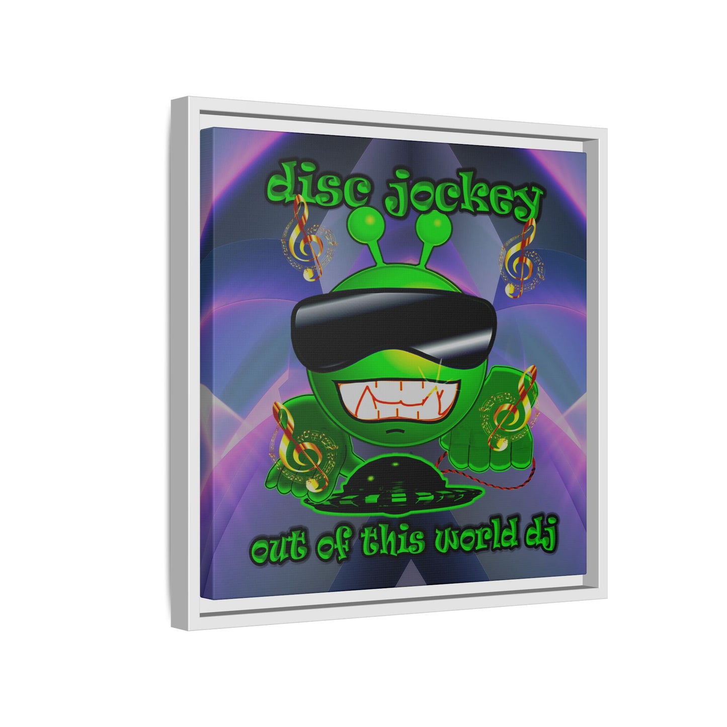 disc jockey - framed canvas art (grey-pink wave)