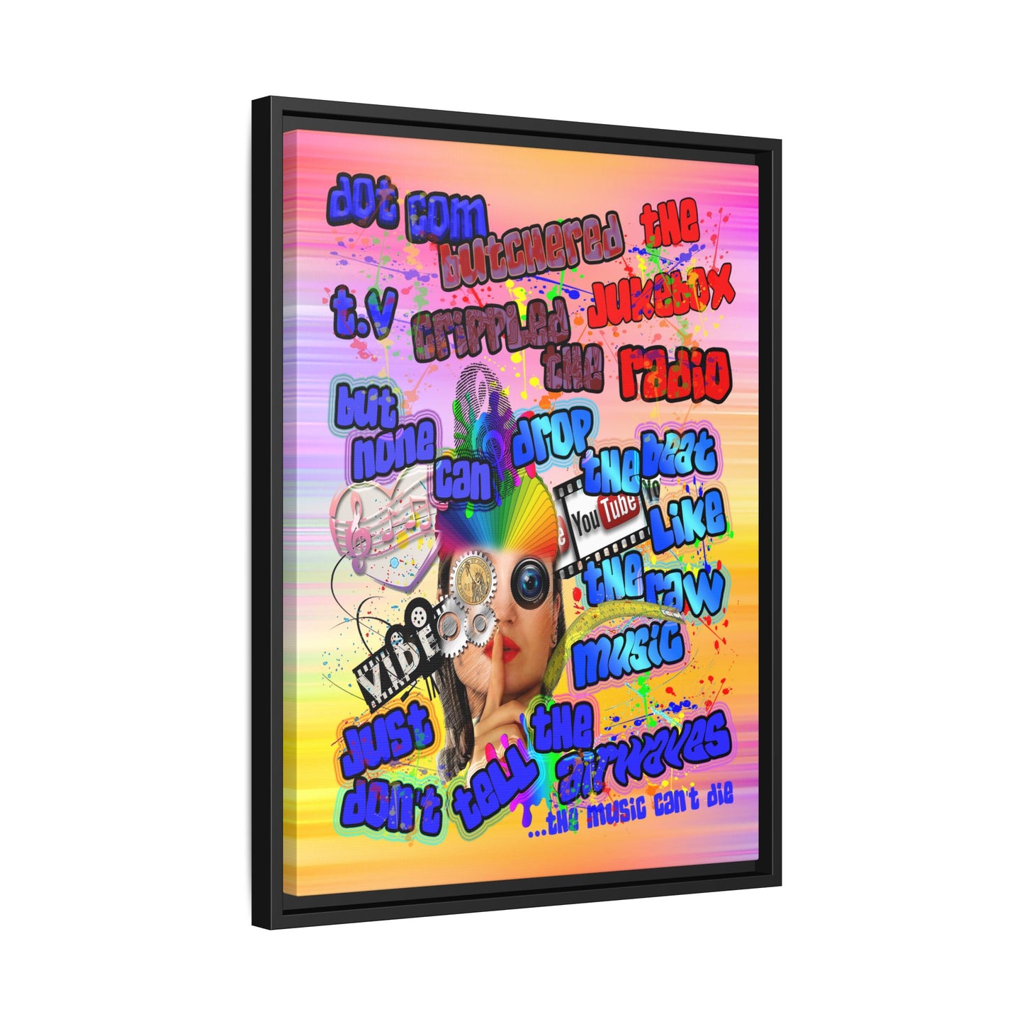 drop the beat - framed canvas art (color blur)