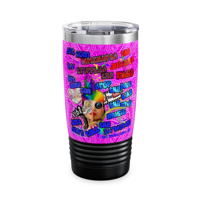 drop the beat - Ringneck Tumbler, 20oz  (pink swirl)