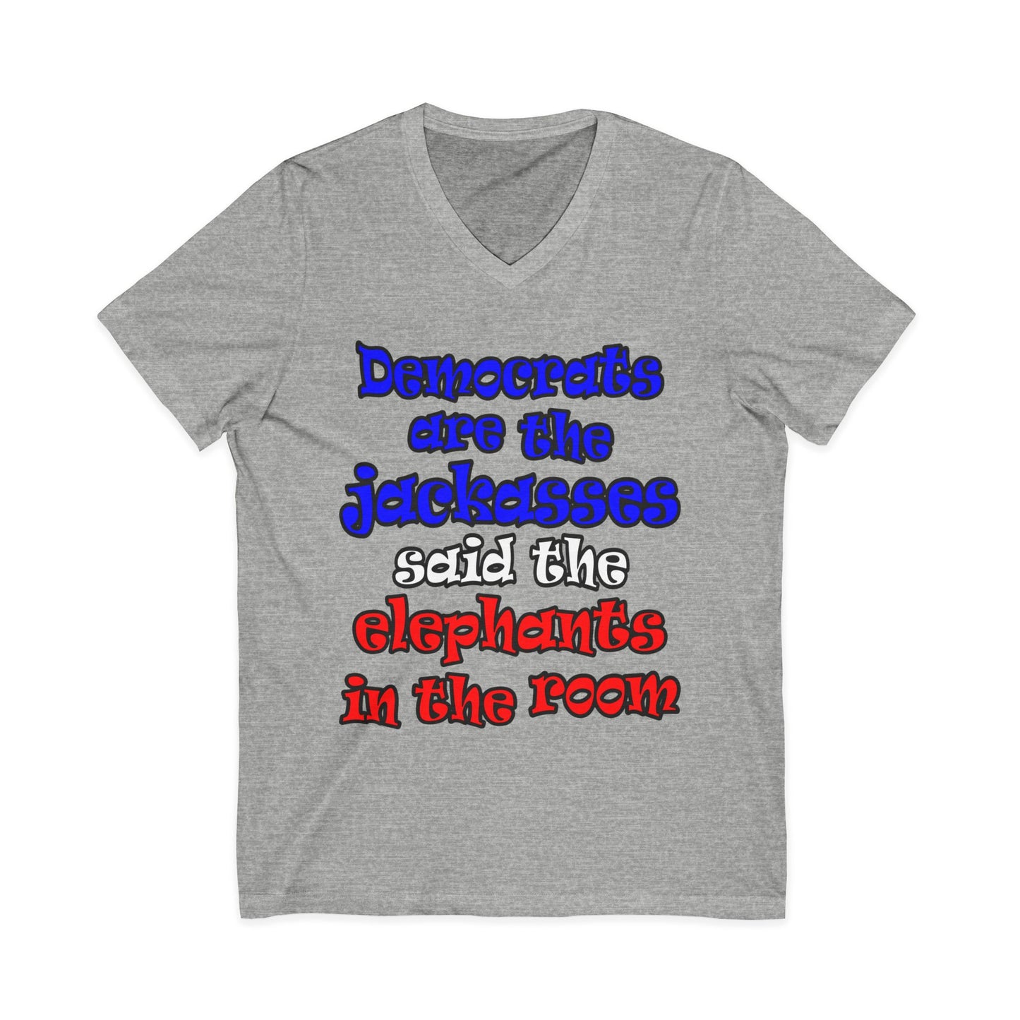 donkeys and elephants - Unisex Jersey Short Sleeve V-Neck Tee