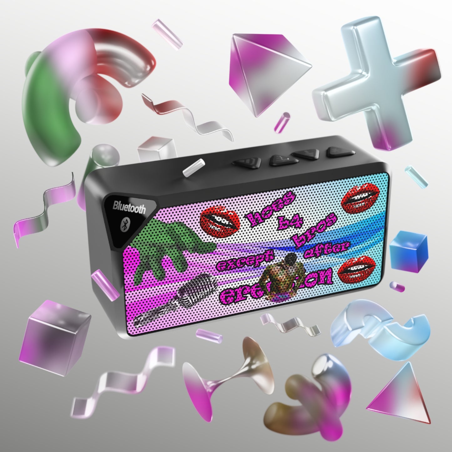 hoes b4 bros - Jabba Bluetooth Speaker (light blue-pink wave)