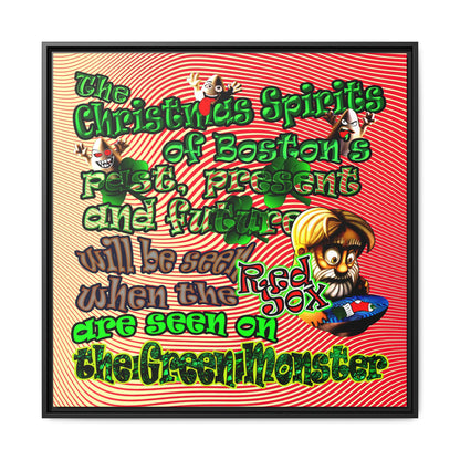 christmas spirits of boston - framed canvas art (yellow-orange wave)