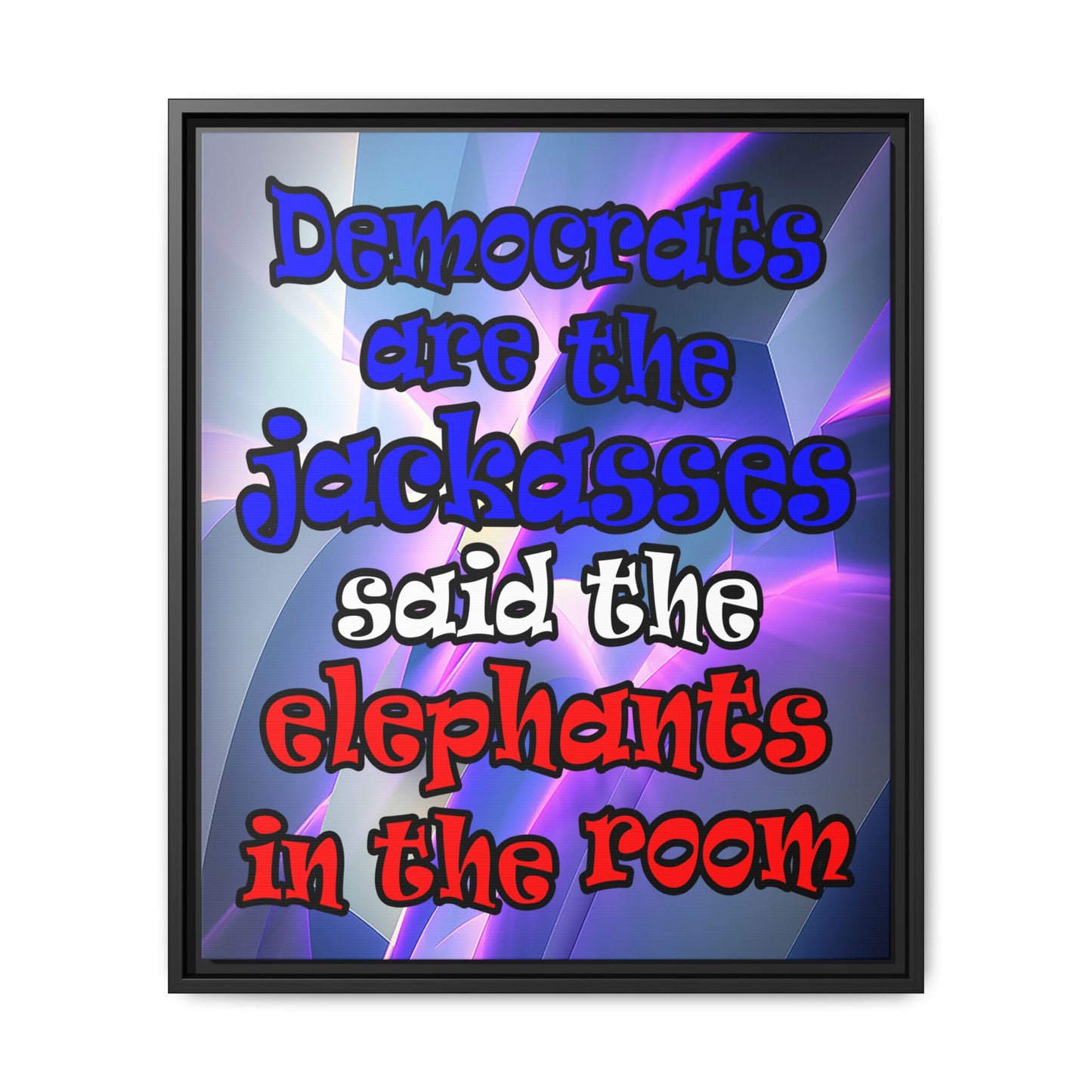 donkeys and elephants - framed canvas art (grey-pink wave)