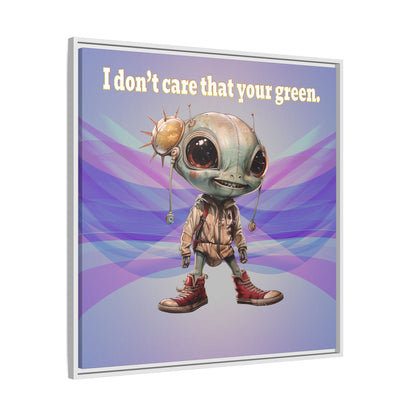 I don't care that your green - framed canvas art (light blue-pink wave)