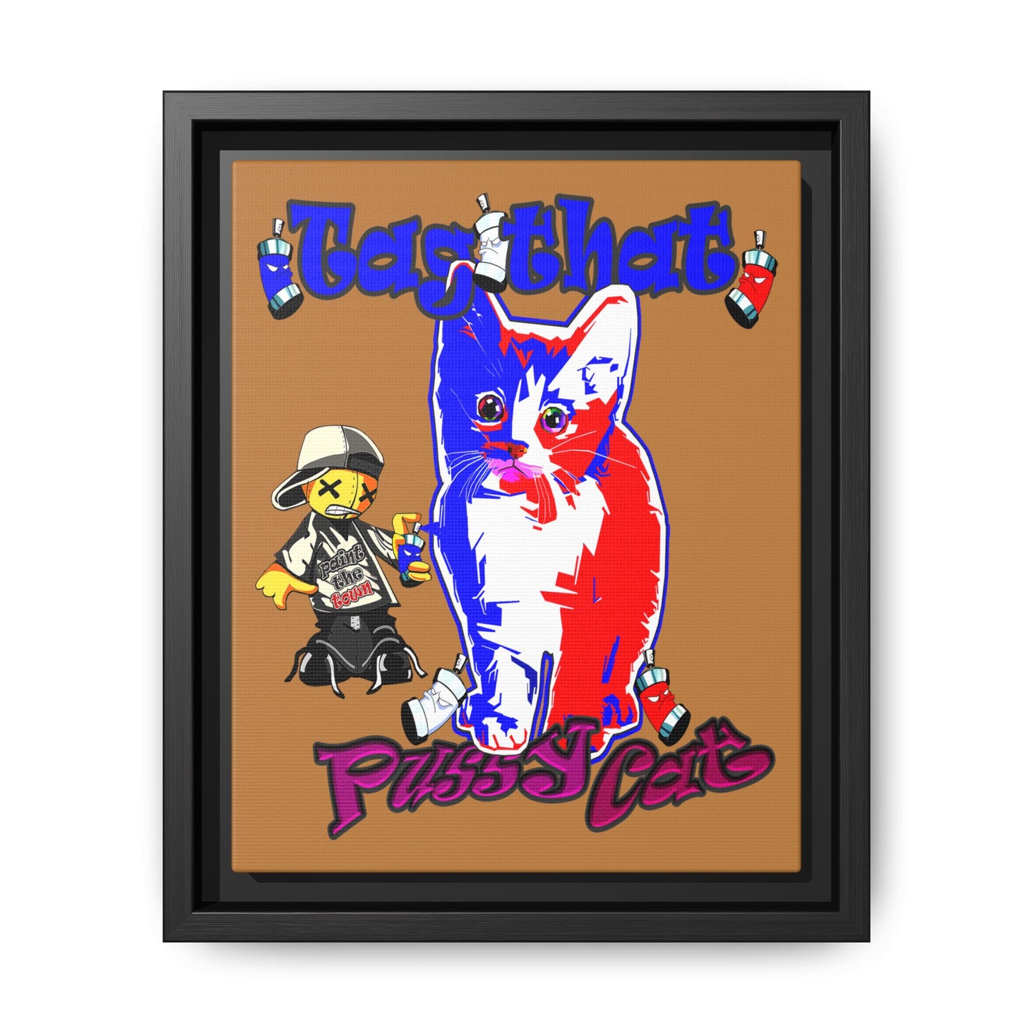 tag that - framed canvas art (light brown)