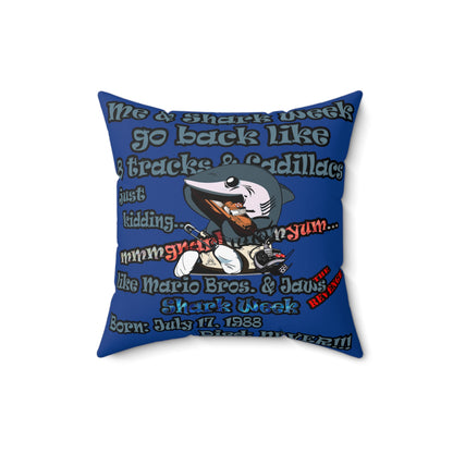 shark week - Spun Polyester Square Pillow - (dark blue)