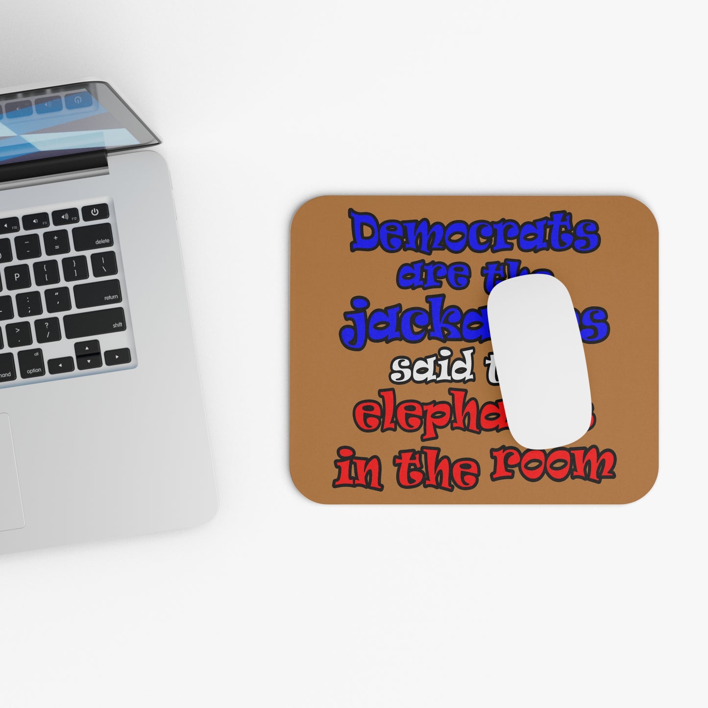 donkeys and elephants - Mouse Pad (Rectangle) (light brown)