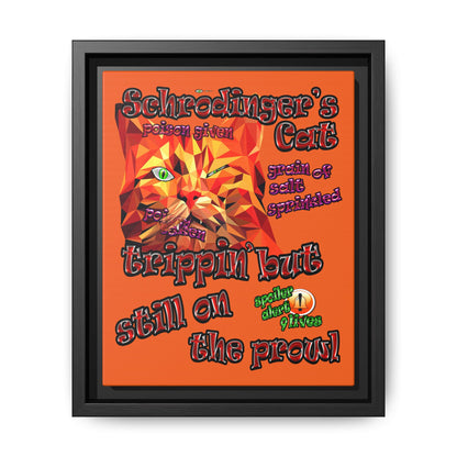 schrodinger's cat - framed canvas art (orange)