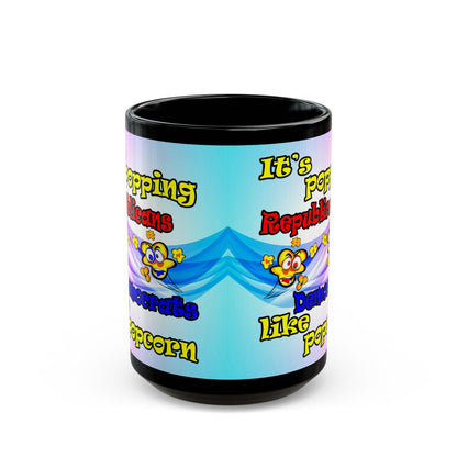 popping like popcorn - Black Mug (light blue-pink wave)