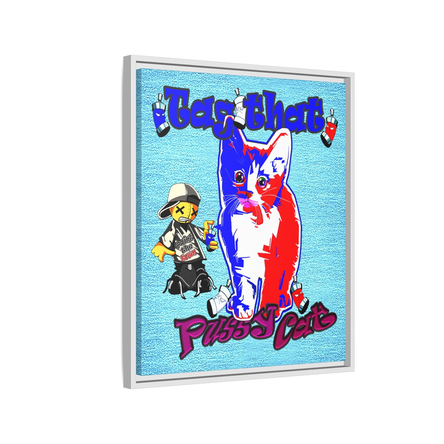 tag that - framed canvas art (faded blue)