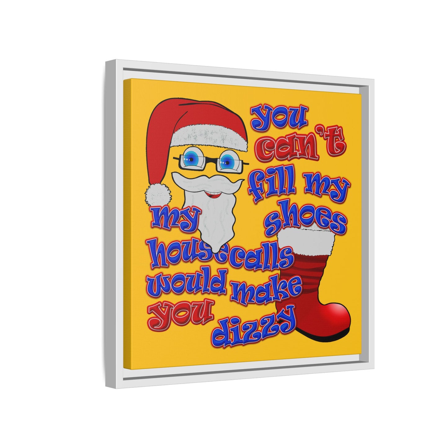 santa's shoes - framed canvas art (yellow)