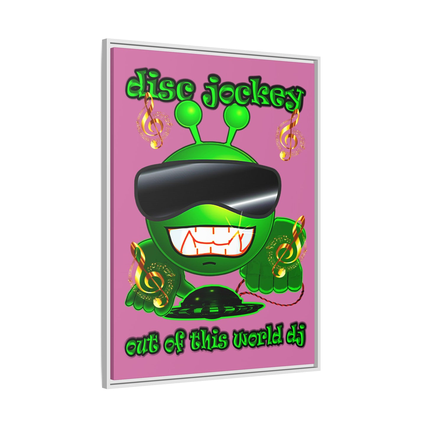 disc jockey - framed canvas art (light pink)