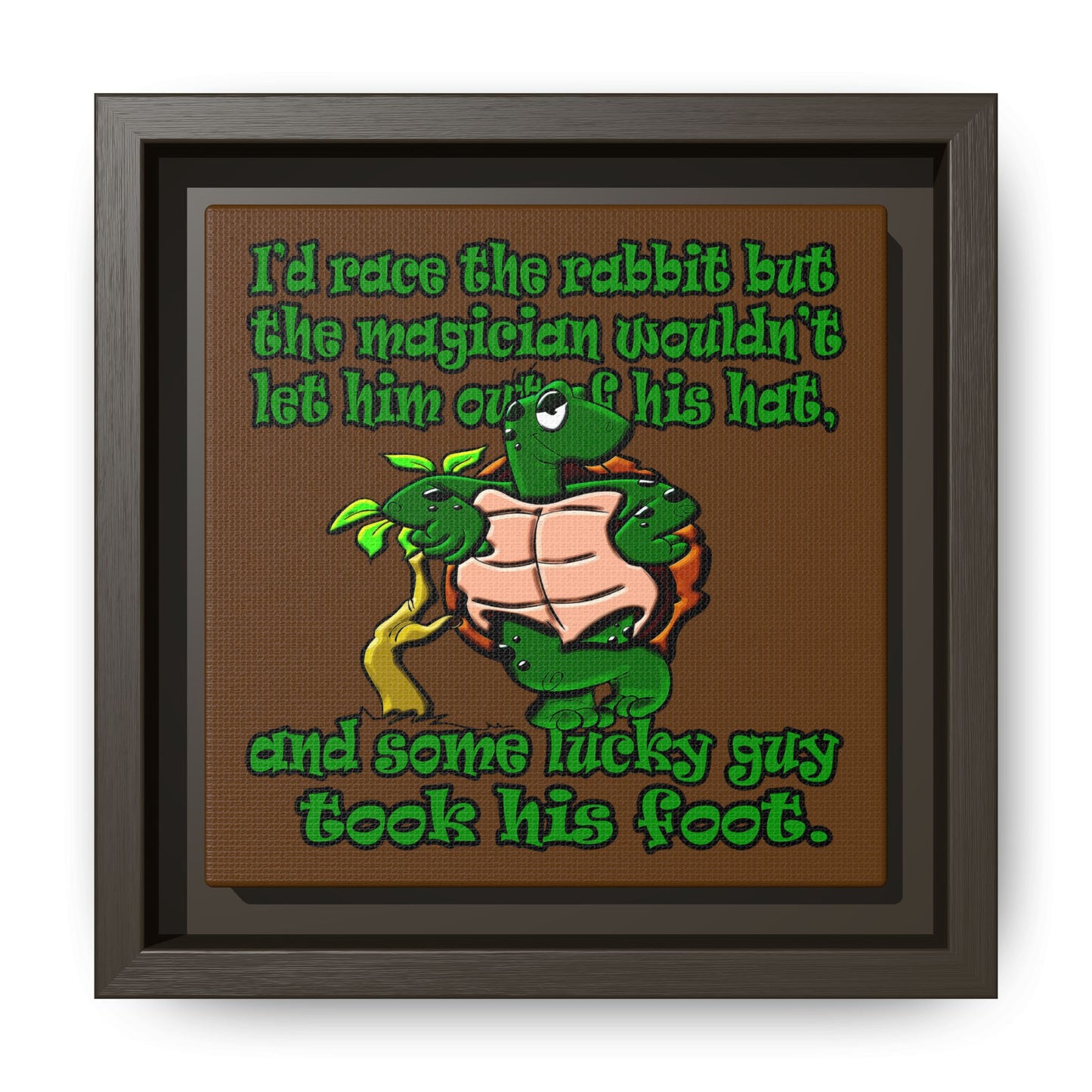 turtle race - framed canvas art (brown)