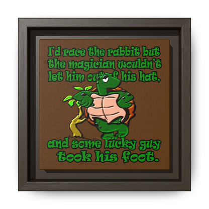 turtle race - framed canvas art (brown)