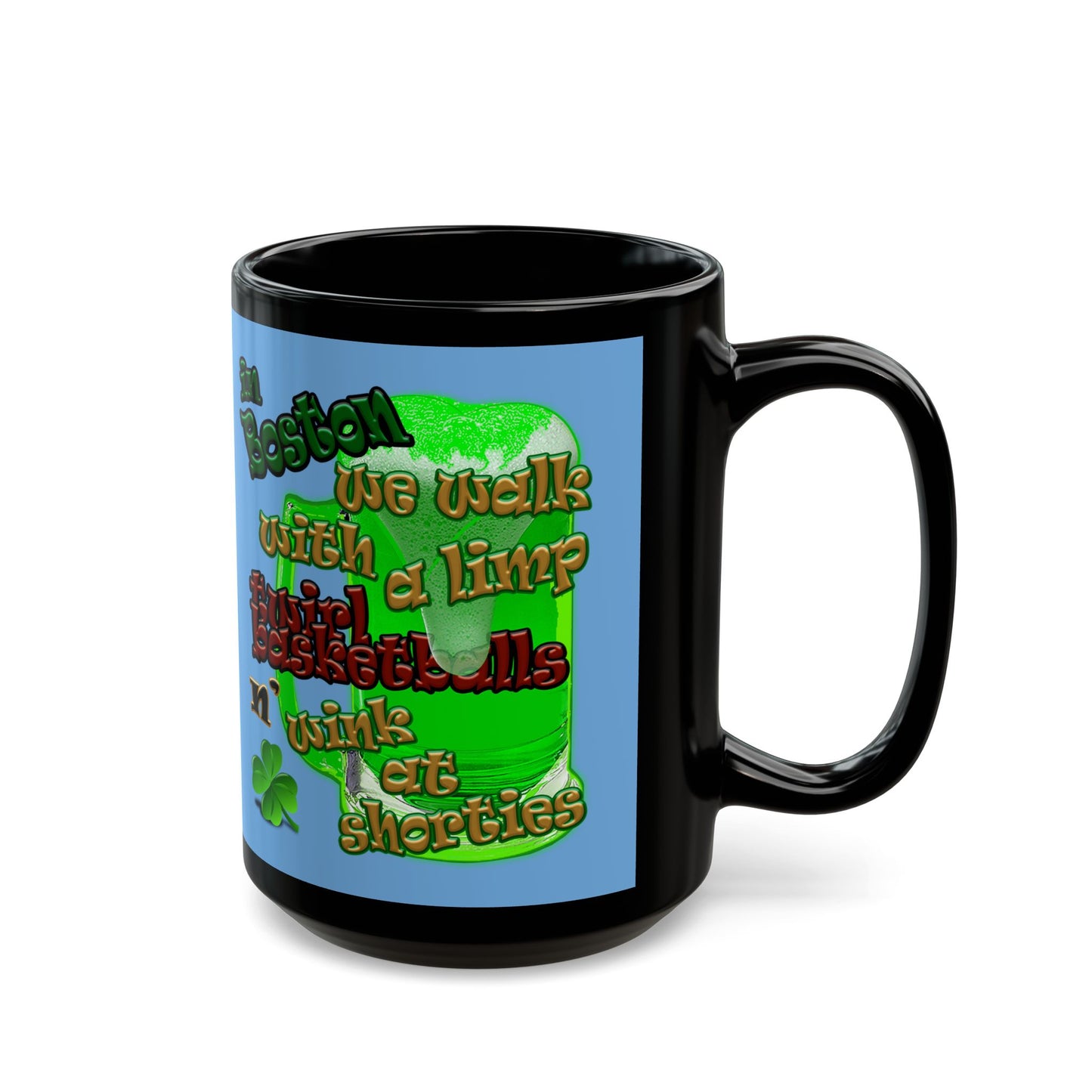 celtics logo - Black Mug (light blue)