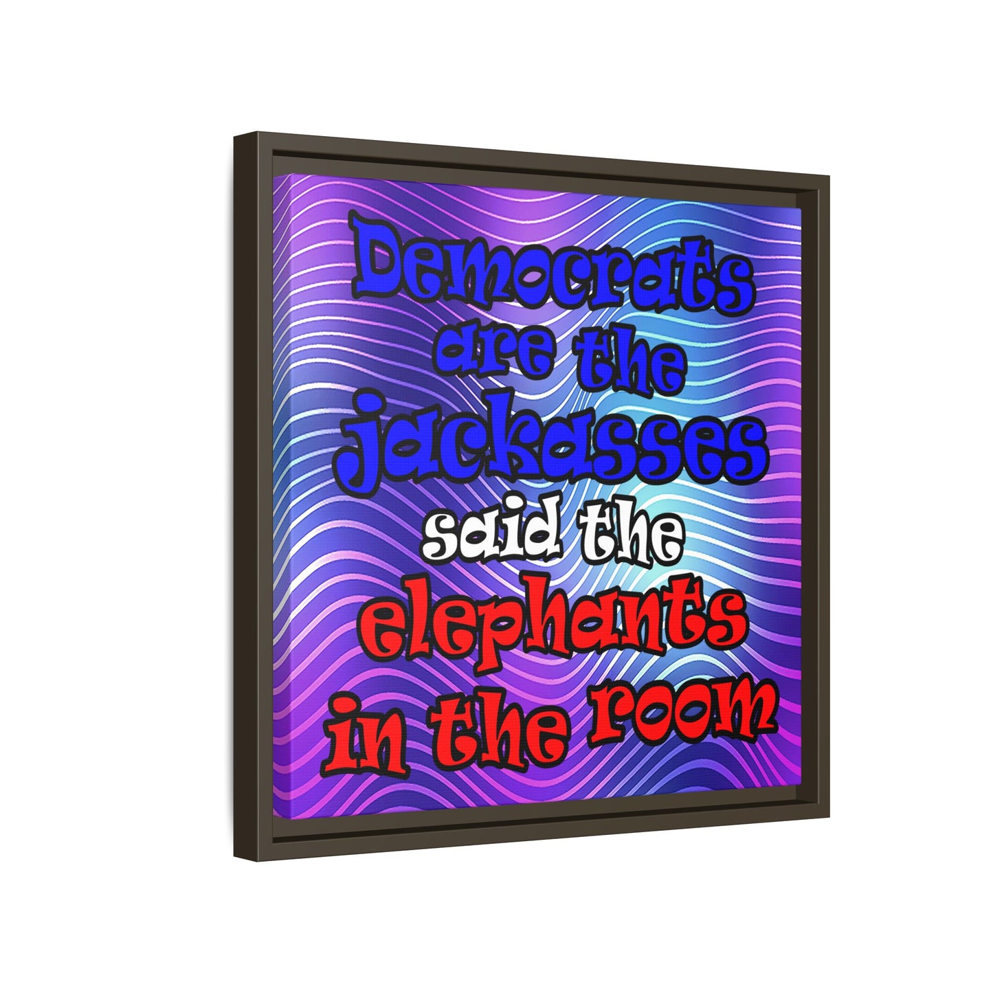 donkeys and elephants - framed canvas art (purple wave)