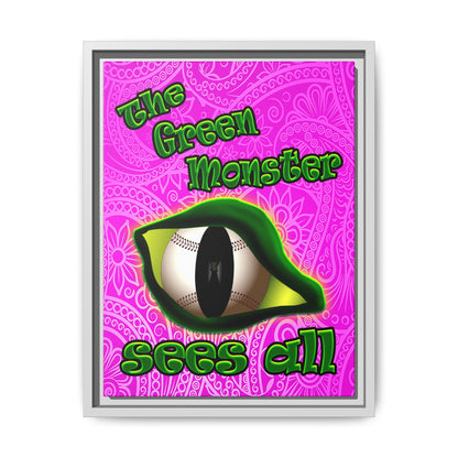 green monster - framed canvas art (pink swirl)
