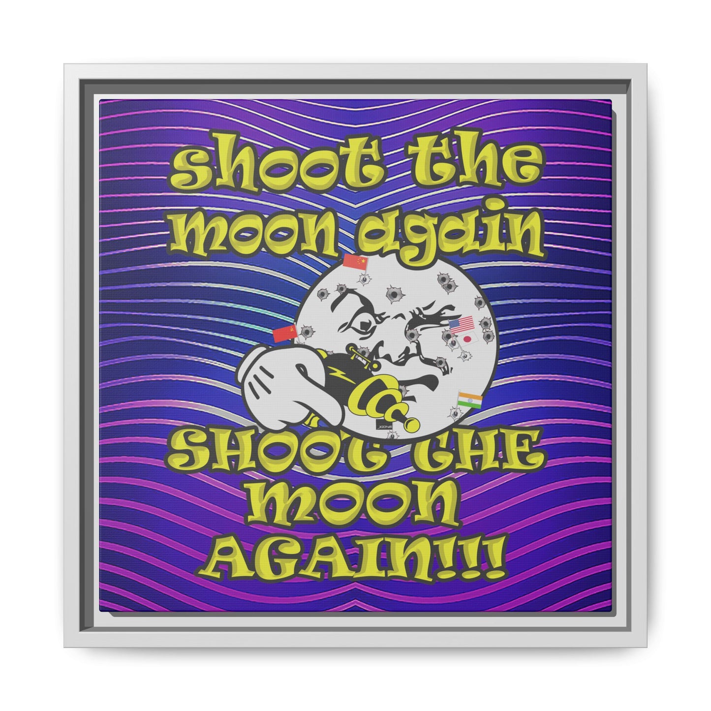 shoot the moon again - framed canvas art (purple wave)