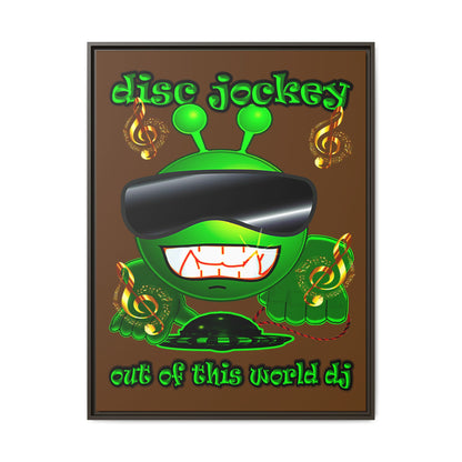 disc jockey - framed canvas art (brown)